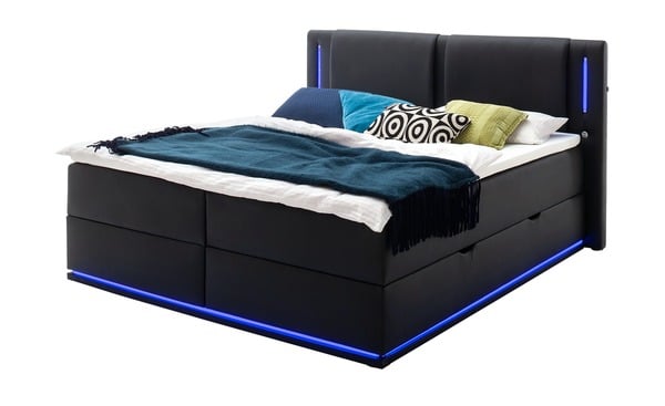 Bild 1 von Boxspringbett  Lumino schwarz Maße (cm): B: 200 H: 117 T: 208 Schlafzimmermöbel