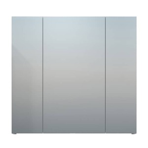 Spiegelschrank DEVON 80 x 75 cm weiß - Tiefe 16 cm - 3 Drehtüren - 6 Einlegeböden