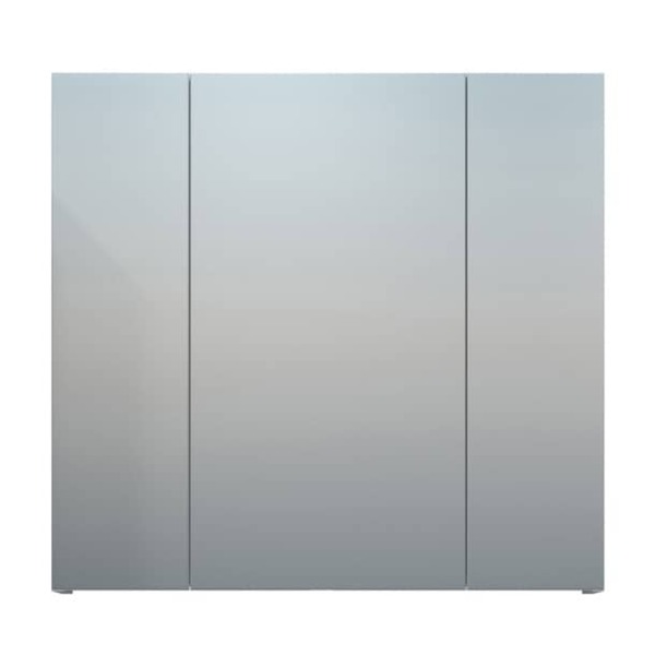 Bild 1 von Spiegelschrank DEVON 80 x 75 cm weiß - Tiefe 16 cm - 3 Drehtüren - 6 Einlegeböden