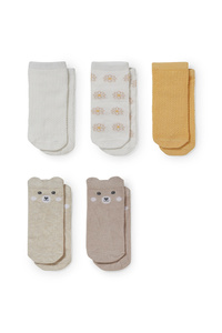 C&A Multipack 5er-Bärchen-Baby-Socken mit Motiv, Weiß, Größe: 21-23