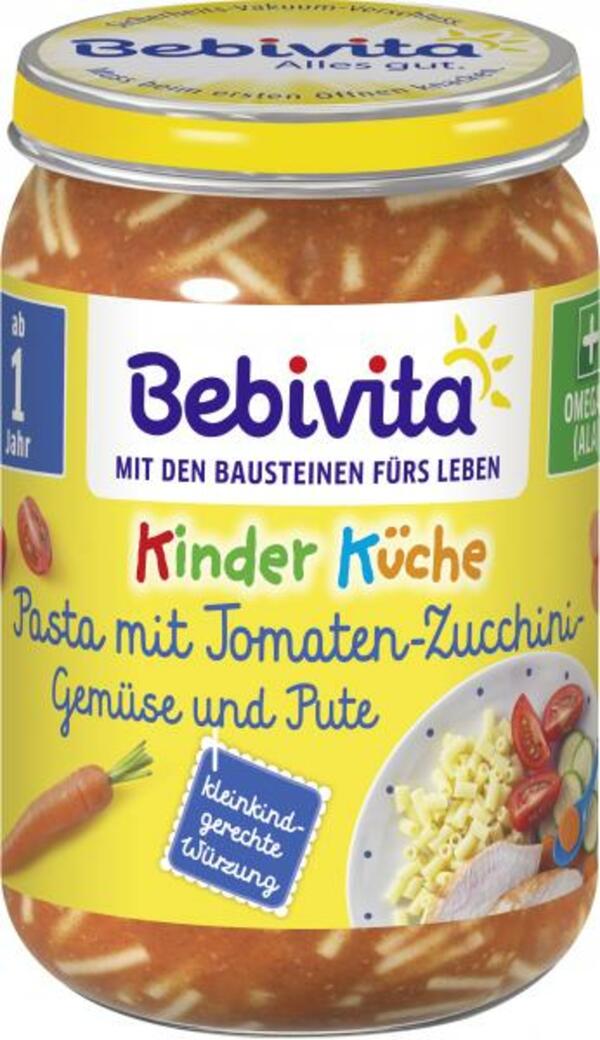 Bild 1 von Bebivita Kinder Küche Pasta mit Tomaten-Zucchini-Gemüse und Pute