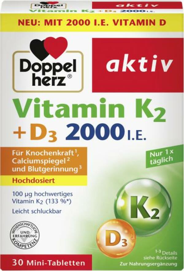 Bild 1 von Doppelherz aktiv Vitamin K2 + D3 2000 I.E.