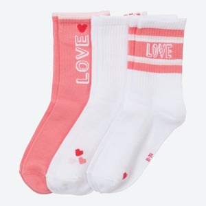 Mädchen-Socken mit Herzchen, 3er-Pack