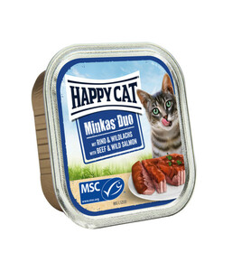 Happy Cat Nassfutter für Katzen Duo Häppchen auf Paté, 12 x 100 g