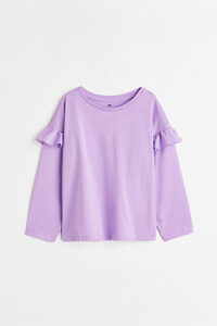 H&M Langarmshirt aus Baumwolle Helllila, T-Shirts & Tops in Größe 134/140. Farbe: Light purple