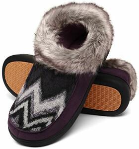 Mishansha Winter Hausschuhe Damen Memory Foam Plüsch Pantoffeln Frauen Kuschelige Baumwollhausschuhe rutschfest Slippers Violett Gr.42