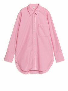 Arket Oversized-Hemd aus Popeline Rosa/Weiß, Freizeithemden in Größe 34. Farbe: Pink/white