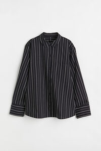 H&M Oversized-Popelinebluse Schwarz/Weiß gestreift, Freizeithemden in Größe XS. Farbe: Black/white striped