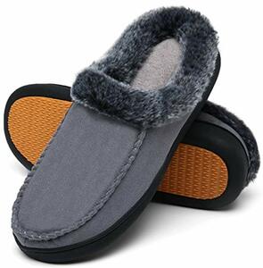 Mishansha Winter Hausschuhe Damen Memory Foam Plüsch Pantoffeln Frauen Kuschelige Baumwoll Hausschuhe rutschfest Slippers Grau Gr.41