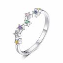 Bild 1 von Qings Damen-Ring Sterling Silber Stern Ring Bunte Zirkonia Zierlicher Vorsteckring Silber für Frauen Mädchen