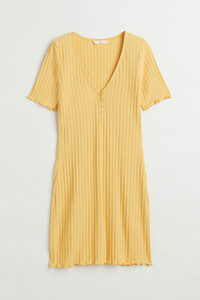 H&M Geripptes Bodycon-Kleid Gelb, Alltagskleider in Größe XL. Farbe: Yellow