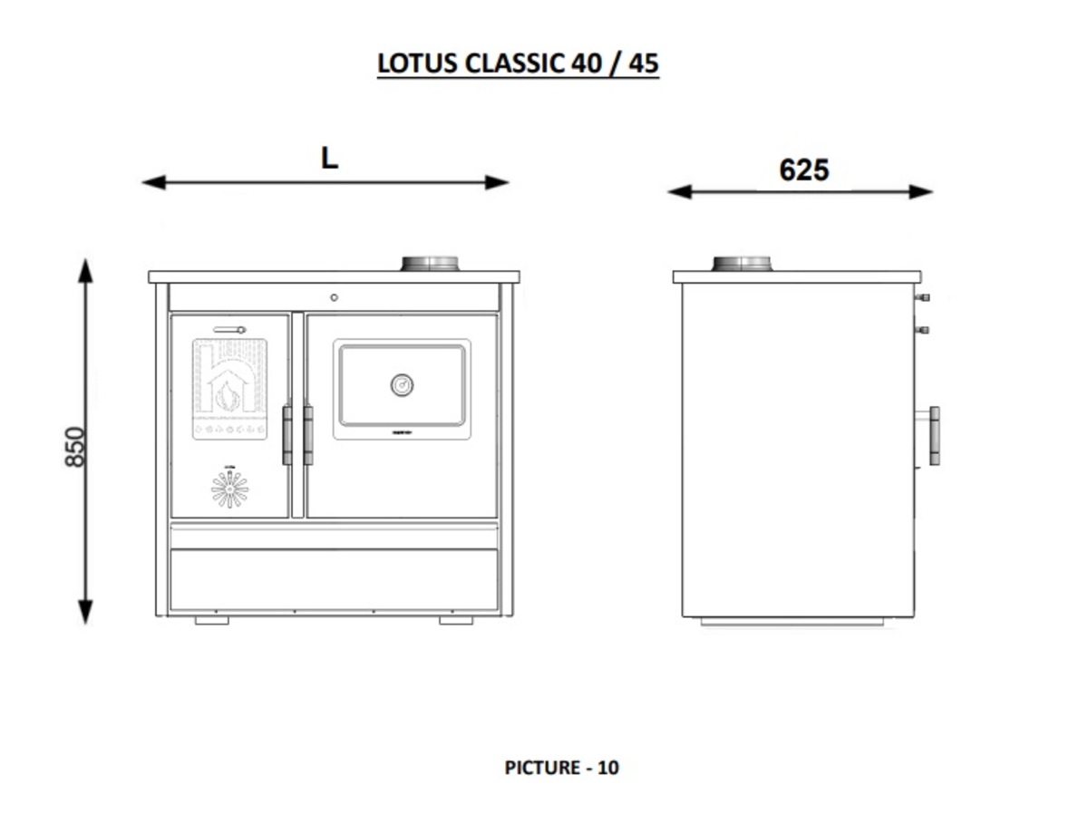 Bild 4 von Moeby24 Küchenofen Lotus 4050 Holzherd Kaminofen Herd Gusseisen 11,91KW BimSchV2 EEK A+ 150mm