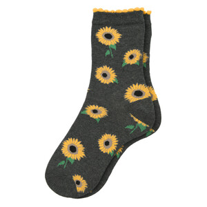 1 Paar Damen Socken mit Sonnenblumen-Motiv