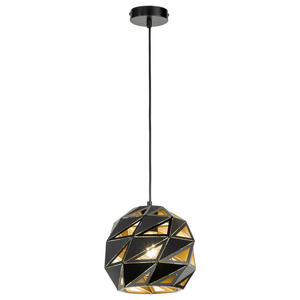 Globo Pendelleuchte 11465FW Juba schwarz gold Stahl Eisen H/D: ca. 150x25 cm E27 1 Brennstellen