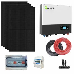 Hyrican Solaranlage »Set 26x Solarpanel 380W, Growatt Hybrid-Inverter, Smartmeter«, (für PV / Photovoltaik), 9,88kWp + 2x 100m Kabel, DC-Überspannungsschutz, 15x MC-Steckverbinder