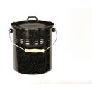 Bild 1 von Emaille-Mülleimer mit Deckel schwarz-weiß-gesprenkelt 10 Liter