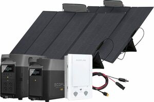 Ecoflow Solaranlage »Delta Pro Powerstation mit 2 x 400W Ecoflow Solarmodul«, 400 W, Monokristallin, (Spar-Set), mit 3,6kWh Zusatzbatterie und Smart Home Panel, Plug and play