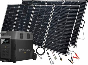Ecoflow Solaranlage »Delta Pro 3,6kWh Powerstation mit 2 x 440W Offgridtec Solarmodul«, 440 W, Monokristallin, (Spar-Set), Plug and play