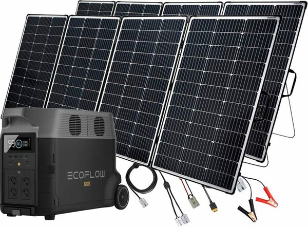 Bild 1 von Ecoflow Solaranlage »Delta Pro 3,6kWh Powerstation mit 2 x 440W Offgridtec Solarmodul«, 440 W, Monokristallin, (Spar-Set), Plug and play