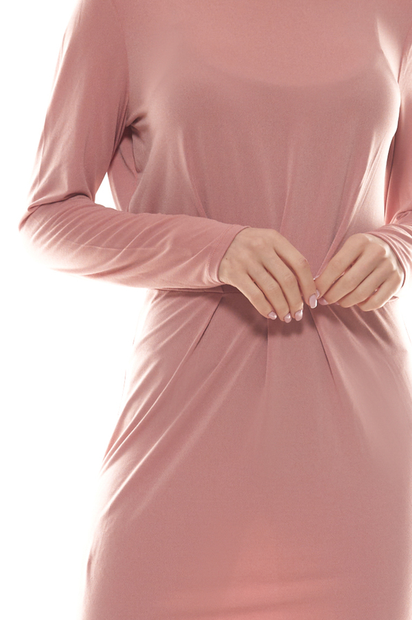 Bild 1 von VILA Classy Knielanges-Kleid schlichtes Damen Rundhals-Kleid mit Tailliertem Bund Altrosa