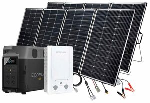 Ecoflow Solaranlage »Delta Pro Powerstation mit 2 x 440W Offgridtec Solarmodul«, 440 W, Monokristallin, (Spar-Set), mit Smart Home Panel, Plug and play