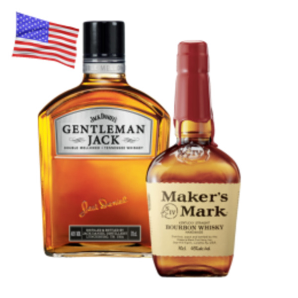 Bild 1 von Maker´s Mark,  Jack Daniels Gentleman Jack oder Jim Beam Double Oak Whiskey