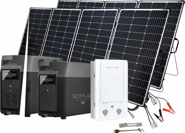 Bild 1 von Ecoflow Solaranlage »Delta Pro Powerstation mit 2 x 440W Solarmodul 3,6kWh Zusatzbatterie«, 440 W, Monokristallin, (Spar-Set), mit Smart Home Panel, Plug and play
