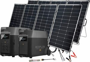 Ecoflow Solaranlage »Delta Pro Powerstation mit 2 x 440W Offgridtec Solarmodul«, 440 W, Monokristallin, (Spar-Set), mit 3,6kWh Zusatzbatterie, Plug and play