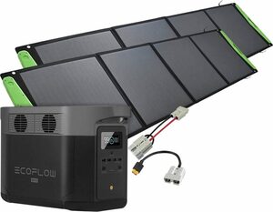 Ecoflow Solaranlage »Delta Max 2000 + 2 x 200W Offgridtec® Hardcover Solartasche«, 200 W, Monokristallin, (Spar-Set), Plug and play