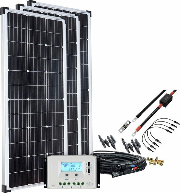 Bild 1 von offgridtec Solaranlage »basicPremium-L 300W Solaranlage 12V/24V«, 100 W, Monokristallin, (Set), Komplettsystem