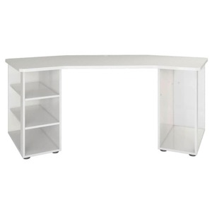Gaming Tisch PIPPO 205 x 91 cm weiß - Höhe 76 cm - 2 offene Fächer - 2 Einlegeböden - Hochglanz