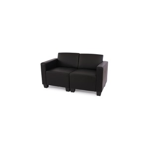 Modular 2-Sitzer Sofa Couch Moncalieri, Kunstleder ~ schwarz