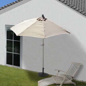 Sonnenschirm halbrund Lorca, Halbschirm Balkonschirm, UV 50+ Polyester/Alu 3kg ~ 270cm creme mit Ständer