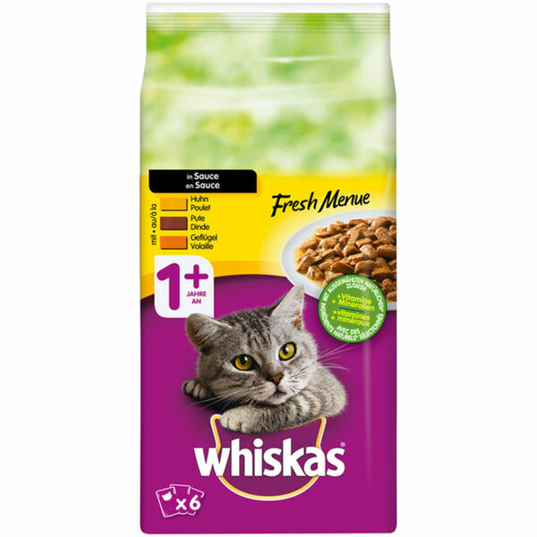 Bild 1 von Whiskas Nassfutter für Katzen mit Huhn & Pute, 6er Pack