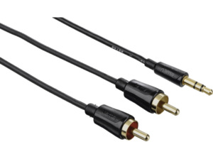 HAMA Audio-Kabel, 3.5-mm-Klinken-St. Stereo - 2 Cinch-St, 1.5 m, Schwarz