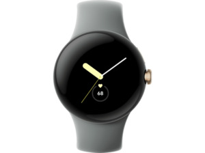 GOOGLE Pixel Watch Wi-Fi Smartwatch Edelstahl Fluorkautschuk, 130–210 mm, Champagne Gold/Hazel
