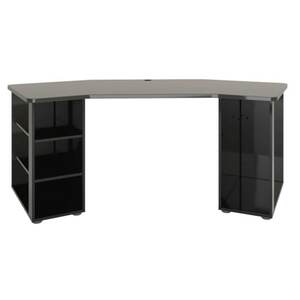 Gaming Tisch PIPPO 205 x 91 cm schwarz - Höhe 76 cm - 2 offene Fächer - 2 Einlegeböden - Hochglanz