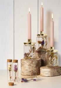 Kerzenhalter mit  Trockenblumen im Glas