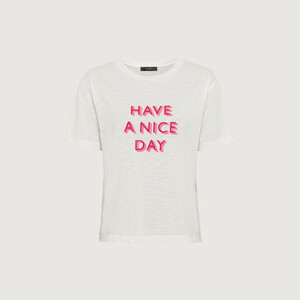 T-Shirt im Baumwolle-Modal-Mix mit Print "HAVE A NICE DAY"