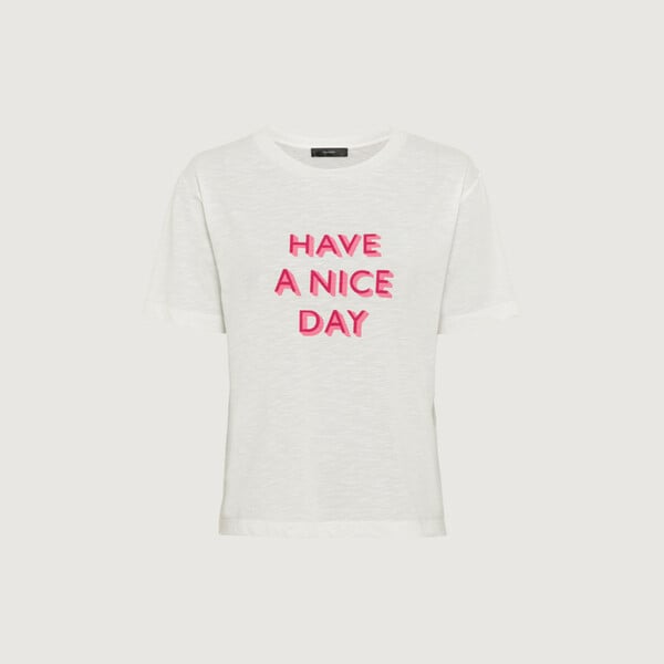 Bild 1 von T-Shirt im Baumwolle-Modal-Mix mit Print "HAVE A NICE DAY"