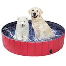 Bild 1 von Hundepools 120 * 30cm Planschbecken für Haustier, Faltbarer Planschbecken mit Wasserablassventil für Hunde Haustiere Welpen Kinder PVC rutschfeste Badewanne, Rot