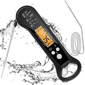 JOYHILL Digitales Fleischthermometer zum Grillen, 2 in 1 sonde Instant Read Thermometer, mit wasserdichter Hintergrundbeleuchtung&Kalibrierung Ultra Fast Read Food Thermometer für Küche S2 Schwarz