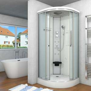 Duschkabine Fertigdusche Dusche Komplettkabine D10-10T0 90x90cm - Weiß