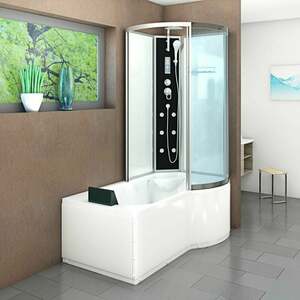 Wanne Duschtempel Badewanne Dusche Duschkabine K50-L01 170x98cm - Weiß