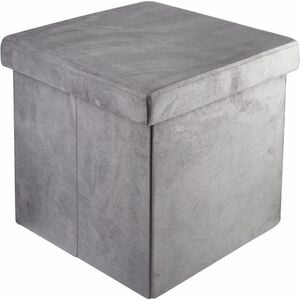 Cube Ottomane Fußstütze Hocker Faltbare Container Velvet Padded 38x38x38 cm - Grau - Baroni Home