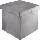 Bild 1 von Cube Ottomane Fußstütze Hocker Faltbare Container Velvet Padded 38x38x38 cm - Grau - Baroni Home