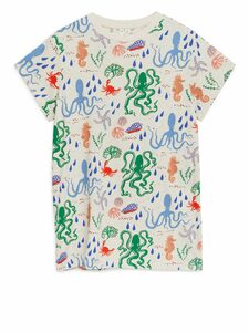 Arket T-Shirt-Kleid aus der Künstleredition Beige/Bunt, Kleider in Größe 134/140. Farbe: Beige/multi colour