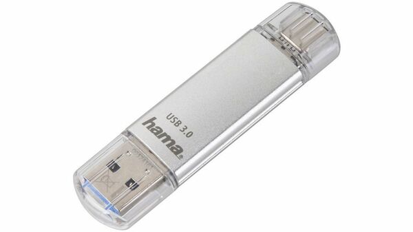Bild 1 von Hama USB-Stick "C-Laeta", USB-C USB 3.1/USB 3.0, 256GB, 70 MB/s, Silber