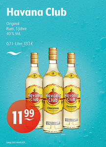 Havana Club Original
Rum, 3 Jahre
40 % Vol.