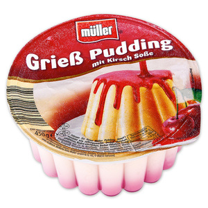Müller Pudding mit Soße